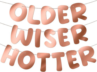 Fulmoon Set of 3 Pre Strung Older Wiser Hotter Glitter Banner Funny Birthday by Fulmoon