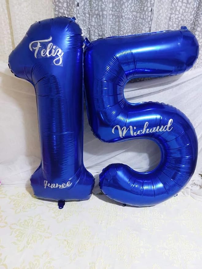 9 Balloon Numbers Party Decorations, 40In Dark Blue Balloons - Image 3