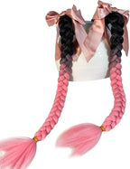 2PCS Helmet Pigtail Motorcycle Helmet Ponytail Bicycle Helmet Braids Hair Tails Used for Any Helmets/Suction Cup Reusable Design 2PCS(Helmet Not Included)