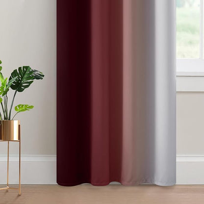 Yakamok Ombre Curtains Red and Greyish White - Image 4