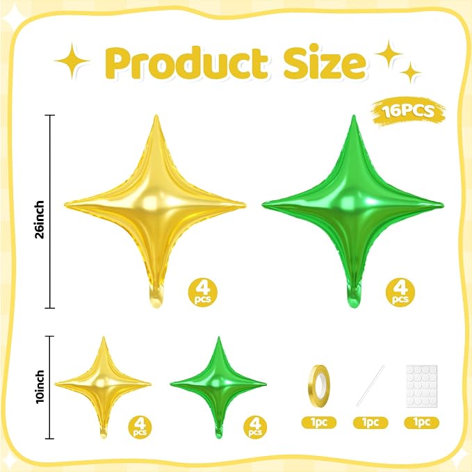 Green Gold Star Balloons, 26 Inch and 10 Inch Gold Stars Shaped Balloon - Image 2