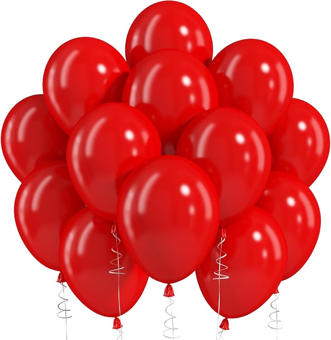 Red Balloons, 12 Inch Red Latex Party Balloon | 30 Pack Helium Balloons by Jobkoo