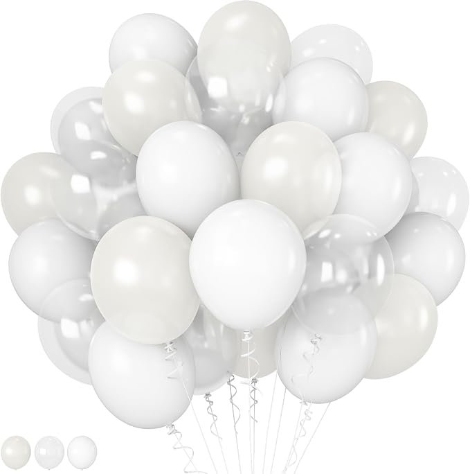 HILAVO White Balloons 12 Inch Wedding Pearl White Latex Balloons, Thicker Matte by HILAVO
