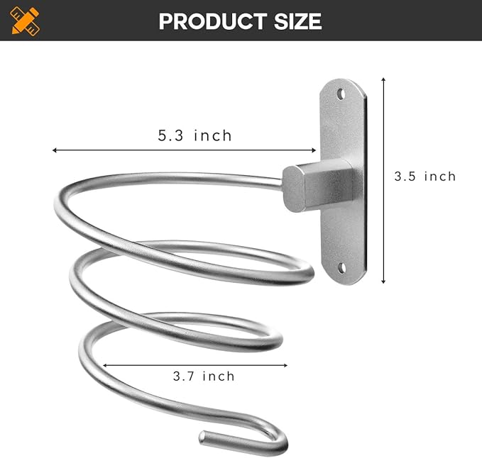 hicorfe Bathroom Hair Dryer Holder Hair Care Tools Holder Wall Mount (Bright White)