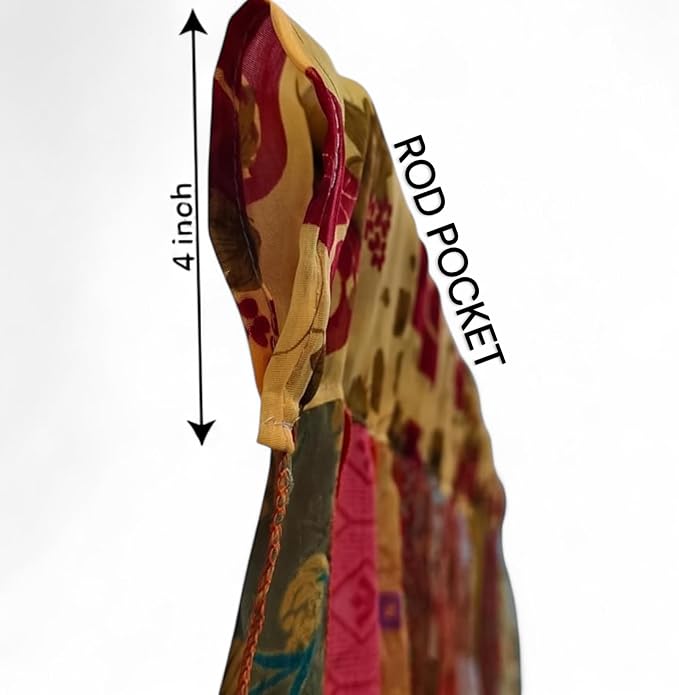 Mango Gifts Bohemian Door Curtain Made from Recycled Silk Sari Ribbon Orange - Image 4
