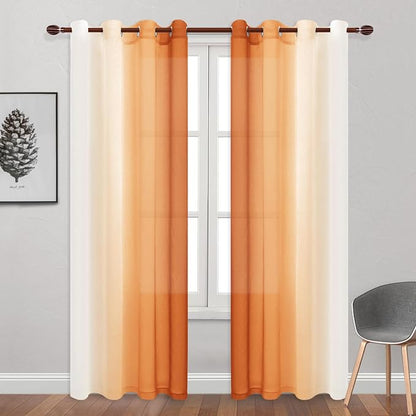 DWCN Faux Linen Ombre Sheer Curtains - Image 2