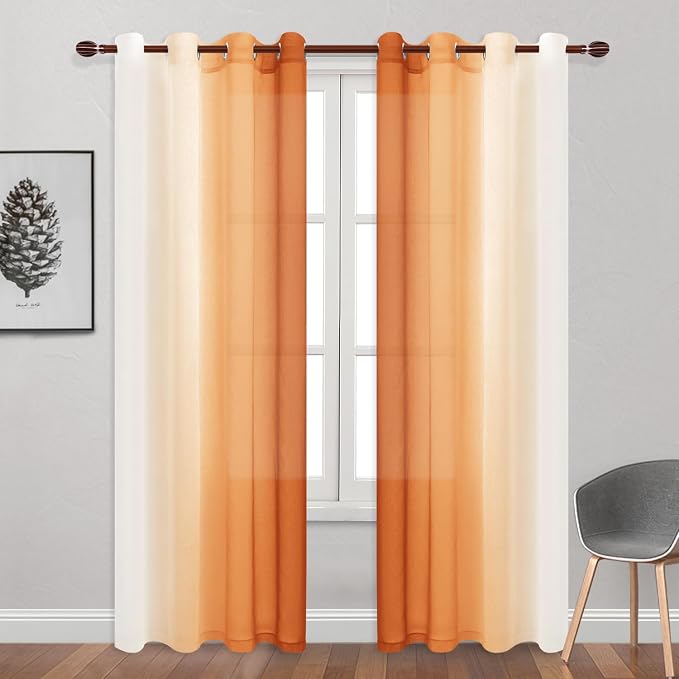 DWCN Ombre Faux Linen Sheer Curtains - Image 2