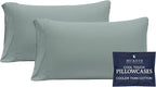 Beckham Hotel Collection Cooling Pillowcases for Hot Sleepers, King Size Set of 2, Cool Bedding, Envelope Closure, Silky Soft, Breathable, Moisture-Wicking, Aqua Gray
