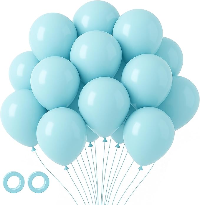 Voircoloria 105pcs Pale Aqua Party Latex Balloons, 12inch | by Voircoloria