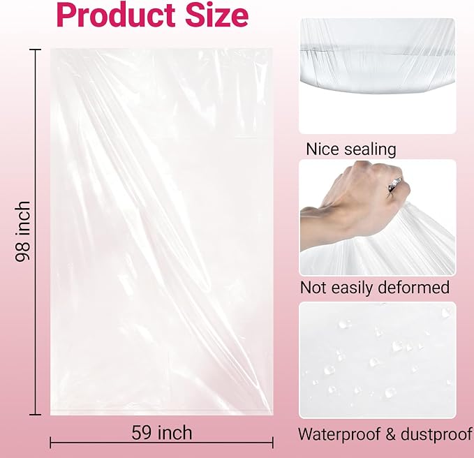 6 Pack Large Balloon Storage Bags 98"x59" Clear Carrying - Image 2