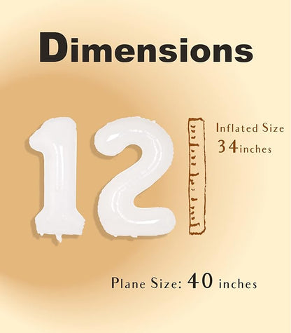 SUWEN 40 Inch White Large 12 Balloon Number Big Foil Helium Numbers 0-9 | Giant - Image 5