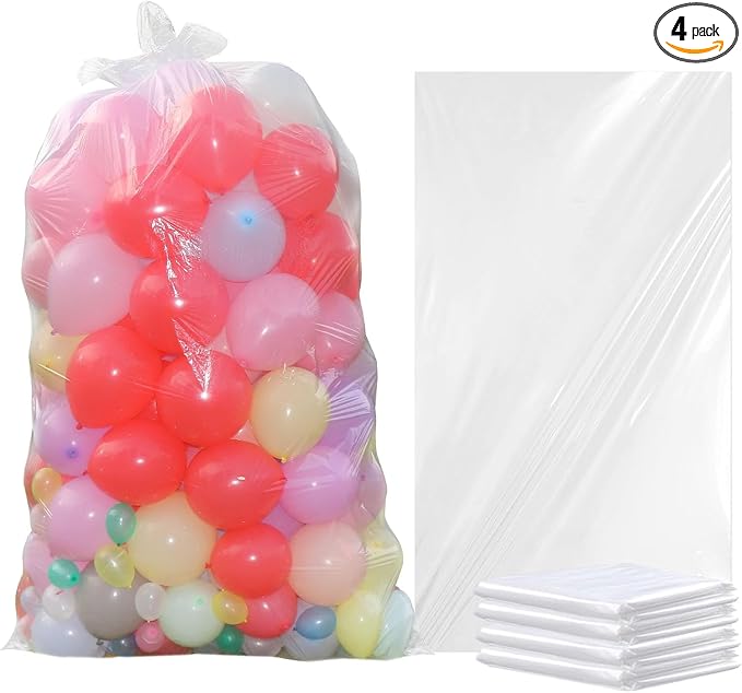 4 Pack Balloon Bags for Transport 98 x 59 In, Reusable Extra Large Clear by Yovimak