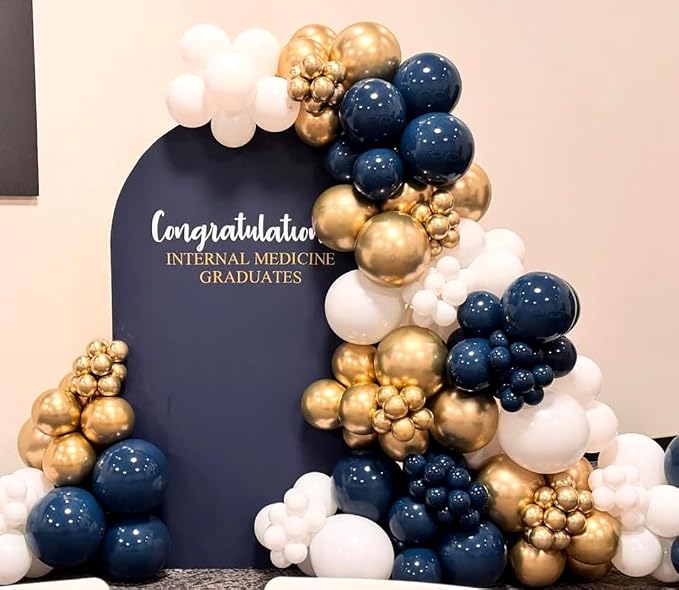 Navy Blue and Gold Balloons Arch Kit - Image 7