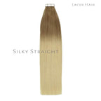 Lacerhair 16inch Tape on Hair Extensions Remy Human Hair T#10-613 Ombre Bronde to Bleach Blonde Color 50g 20pcs/set
