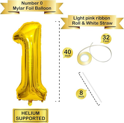 40 Inch Gold Number Balloons, Helium Mylar Foil Number Balloons - Image 3