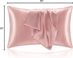 BEDELITE Satin Pillowcase for Hair and Skin, Super Soft and Cooling Similar to Silk Pillow Cases 2 Pack with Envelope Closure, Gift for Women Men(20"x40" King Size, Rose Pink)