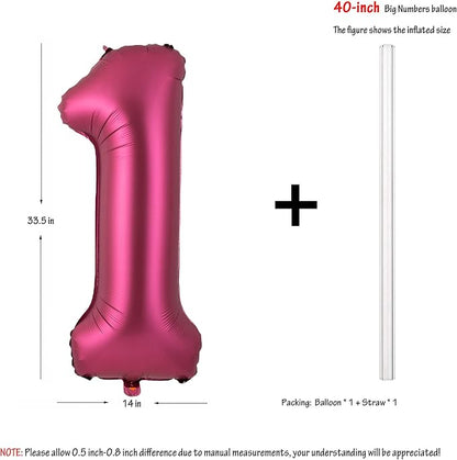 Number 1 Balloons 40 Inch Wine Red Burgundy Foil Number Balloon 1 | Wine Red - Image 2