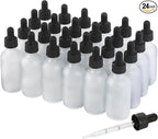 24 Pack, 2oz Glass Dropper Bottle, Preety Texture Tincture Bottles with Precise Scales Eye Droppe, for All Kinds Of Mixed Liquids,Leak-Proof Design for Easy Travel (Clear Frosted)
