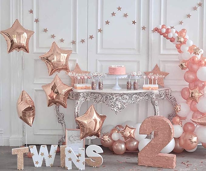 24 Pcs Rose Gold Star Shape Foil Mylar Balloon - Image 3