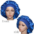 VEYRNEIC Hair Satin Bonnet for Sleeping Shower Caps Silk Chemo Caps with Wide Elastic Band Night Sleep Cap Bonnets for Black Women Braids with Satin Storage Bag (Royal Blue)