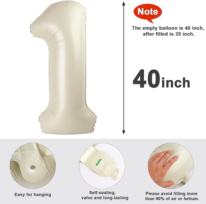 Number 20 Balloons for 20th Birthday Decorations Women Men Party, Cream | 40In - Image 6