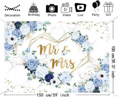 AIBIIN 5x3ft Mr and Mrs Floral Backdrop - Image 3