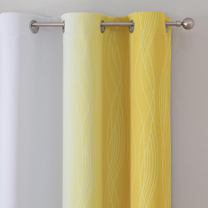 Yellow and Greyish White Gradient Room Darkening Blackout - Image 4