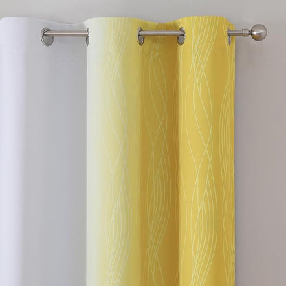 Yellow and Greyish White Gradient Room Darkening Blackout - Image 4