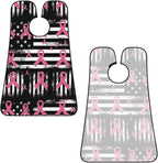 Waterproof Beard Grooming Bib, Breast Cancer Awareness Ribbons American Flag Black Shave Bib, Non-Stick Hair Catcher for Shaving Trimming, Apron Essential for Men Dad