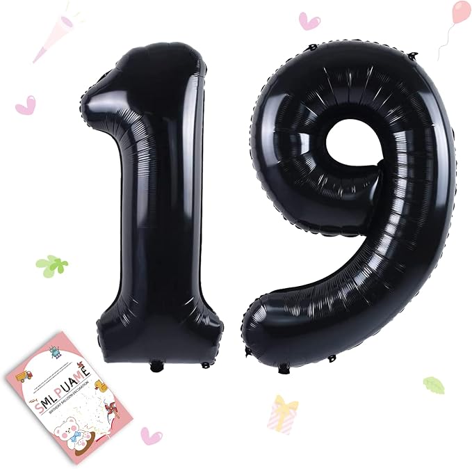 40 inch Number Balloon 0-9 Black Large Number 19 Balloons, Digital Balloons by Smlpuame