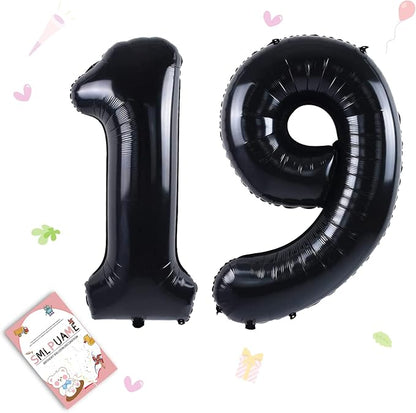 40 inch Number Balloon 0-9 Black Large Number 19 Balloons, Digital Balloons by Smlpuame