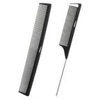 2Pcs Combs for Women and Men，Professional Black Carbon Fiber Teasing Comb，Combs for Hair Stylist, Fine and Wide Tooth Styling Comb for All Hair Types（Style 1）