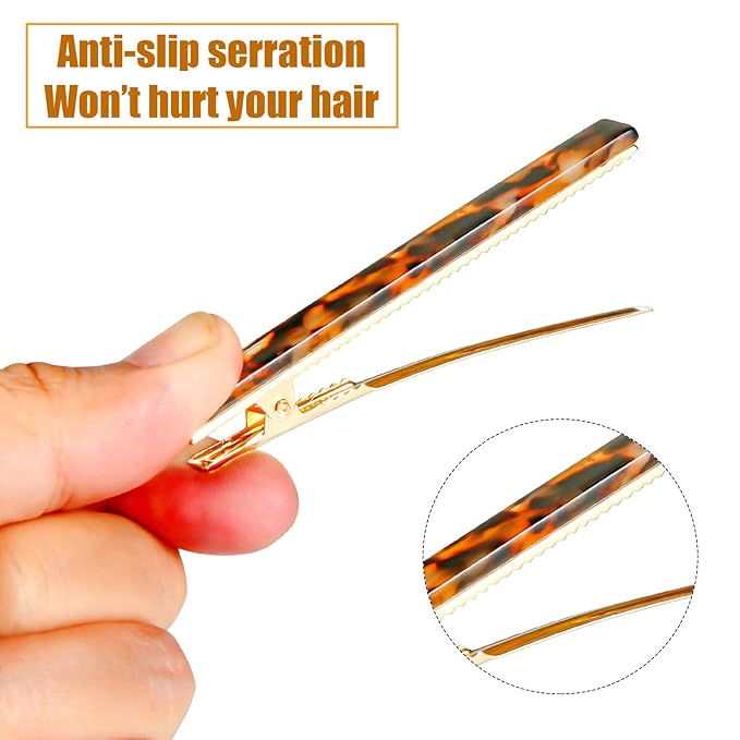 Cobahom Tortoise Shell Leopard Duckbill Acrylic Hair Clips and Barrettes for Women Girls, Thick or Thin Hair, Halloween