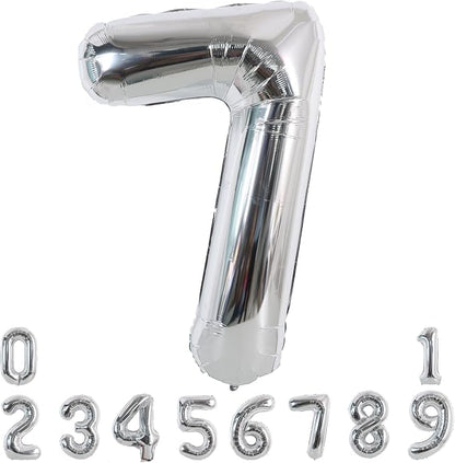 TONIFUL 40 Inch Silver Number 7 Balloon Large Foil 7th Birthday Decorations | by TONIFUL