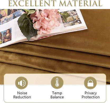 Gold Brown Velvet Blackout Curtains - Image 8