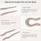 Sunolga 8PCS French Hair Pins for Thick Hair, 5.12" Fashion French Pins Hair Styling, Matte French Hairpin for Women Fine Hair Accessories, French Twist Pin Wavy U Shaped Holiday Gifts