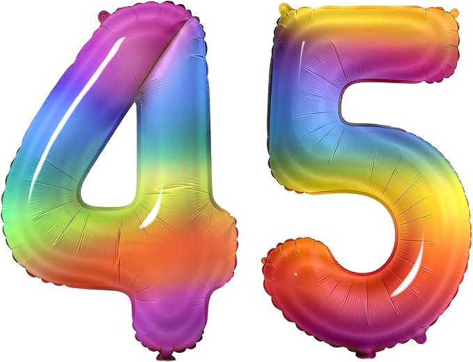 Number 45 Balloons for 45th Birthday Party Decorations, 0-100 Large No.45 by Joycard