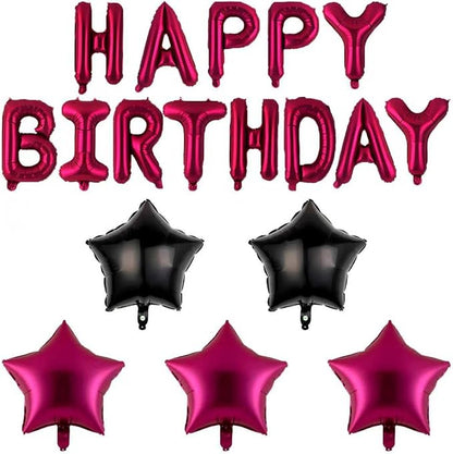 16 Inch Burgundy Birthday Wish Letter Balloon Banner Set Paired by Unknown