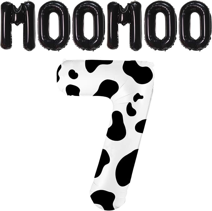 40 Inch Cow Print Balloon, Number 7 Balloons - Image 2