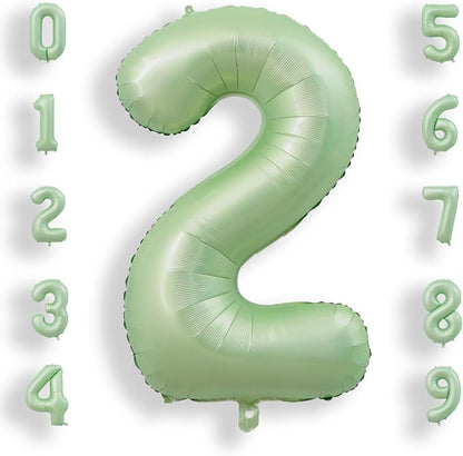 AULE 40 Inch Sage Green 2 Balloon Numbers Foil 0-9 Birthday Big Numbers | by AULE