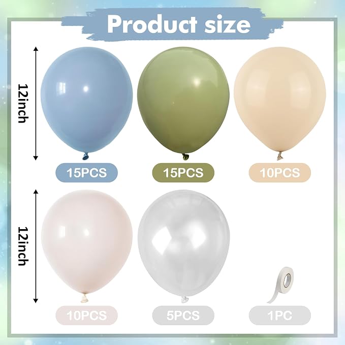 Blue and Green Balloons, Goose Balloon Sage Avocado Green Dusty Slate Fog Blue - Image 3
