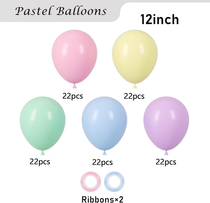 Voircoloria 110pcs Pastel Macaron Latex Party Balloons, 12inch | - Image 2