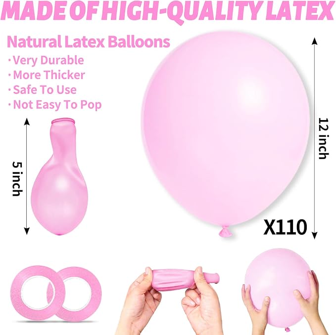 110pcs Pastel Pink Balloon 12 Inch, Pastel Pink Latex Balloons - Image 3