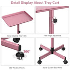 JOSTZHXIN Salon Tray,Rolling Tray Tattoo Tray,Hairstylist Rolling Tray Trolley, Height Adjustable Salon SPA Service Tray Cart
