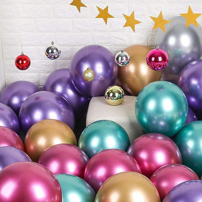 Metallic Balloons 12 inch, Colorful Chrome Shiny Party Balloons | Latex Globos by MOXMAY
