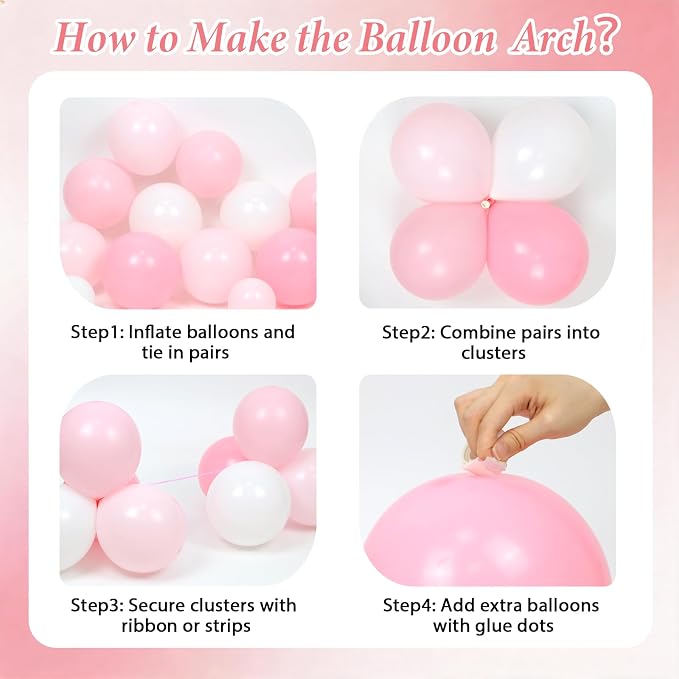 155pcs Pink and White Balloon Arch Kit - Image 3