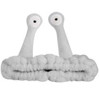 Jowmoy Cute grey Snail Headband, to Wash Face for Women Makeup Shower Spa Headband