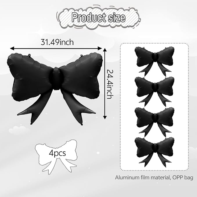 4pcs Jumbo Oversized Ribbon Balloons Coquette Bow Balloons Bow Party Coquette - Image 3