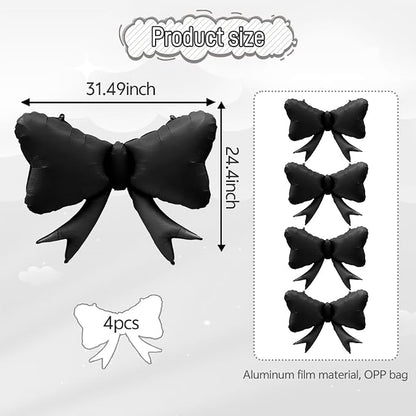 4pcs Jumbo Oversized Ribbon Balloons Coquette Bow Balloons Bow Party Coquette - Image 3
