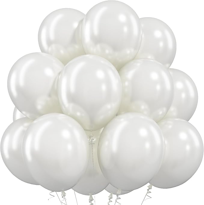 Pearl White Balloons 50Pack 12 Inch Pearl Latex Party Balloons by Togvu